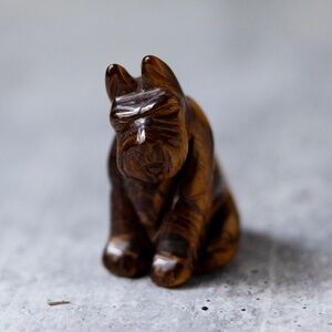Carved stone tiger eye dog gemstone carving SCHNAUZER mini miniature